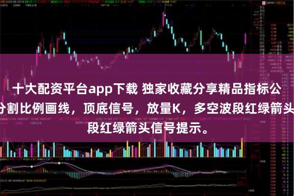 十大配资平台app下载 独家收藏分享精品指标公式：黄金分割比例画线，顶底信号，放量K，多空波段红绿箭头信号提示。