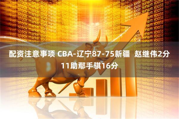 配资注意事项 CBA-辽宁87-75新疆  赵继伟2分11助鄢手骐16分